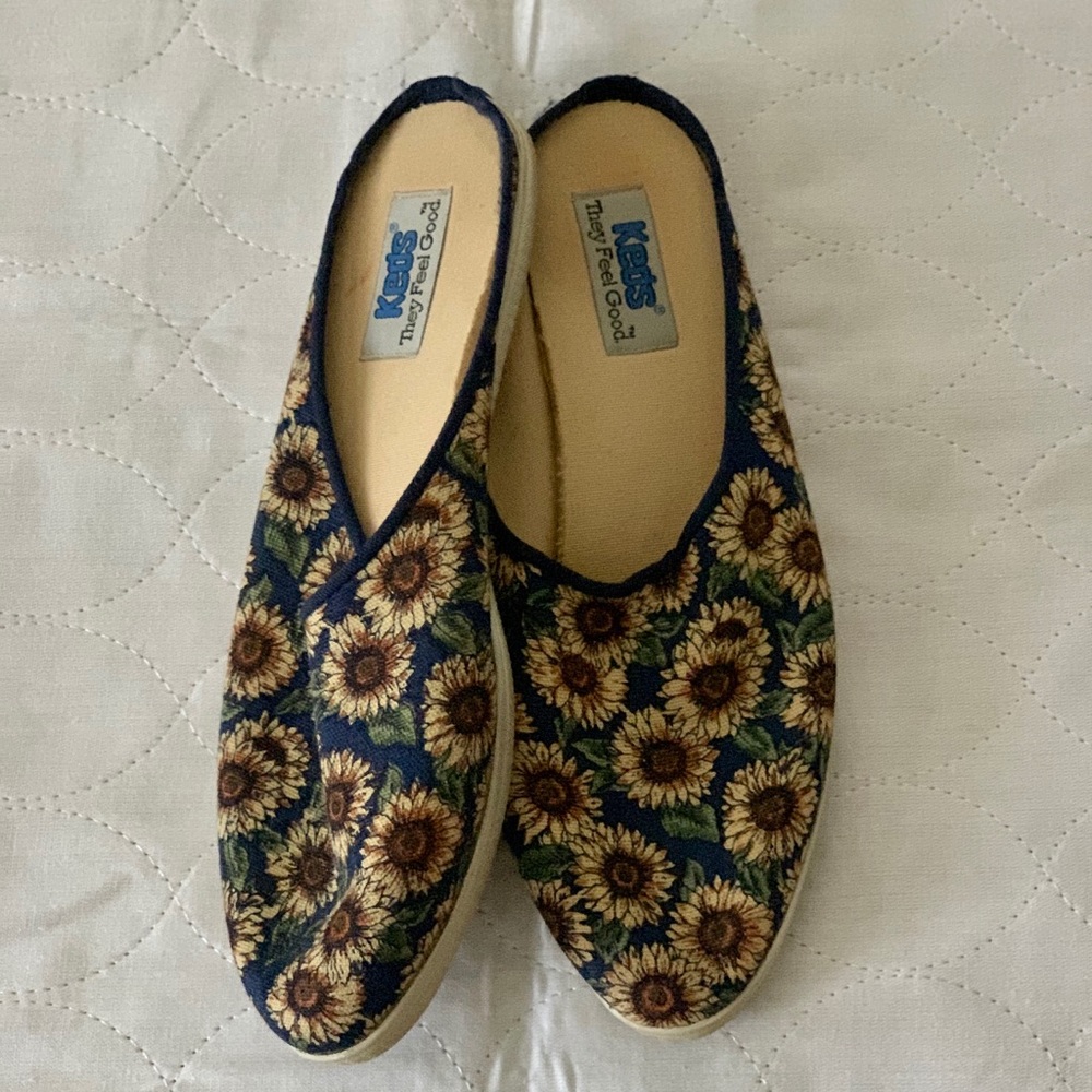 Vintage Ked sunflower mules